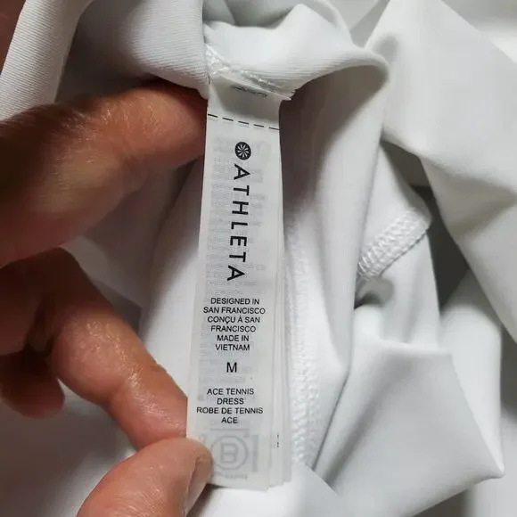 ATHLETA Women Size Medium Ace Tennis Golf White Dress 1/4 Zip Sleeveless NEW - Picture 11 of 14